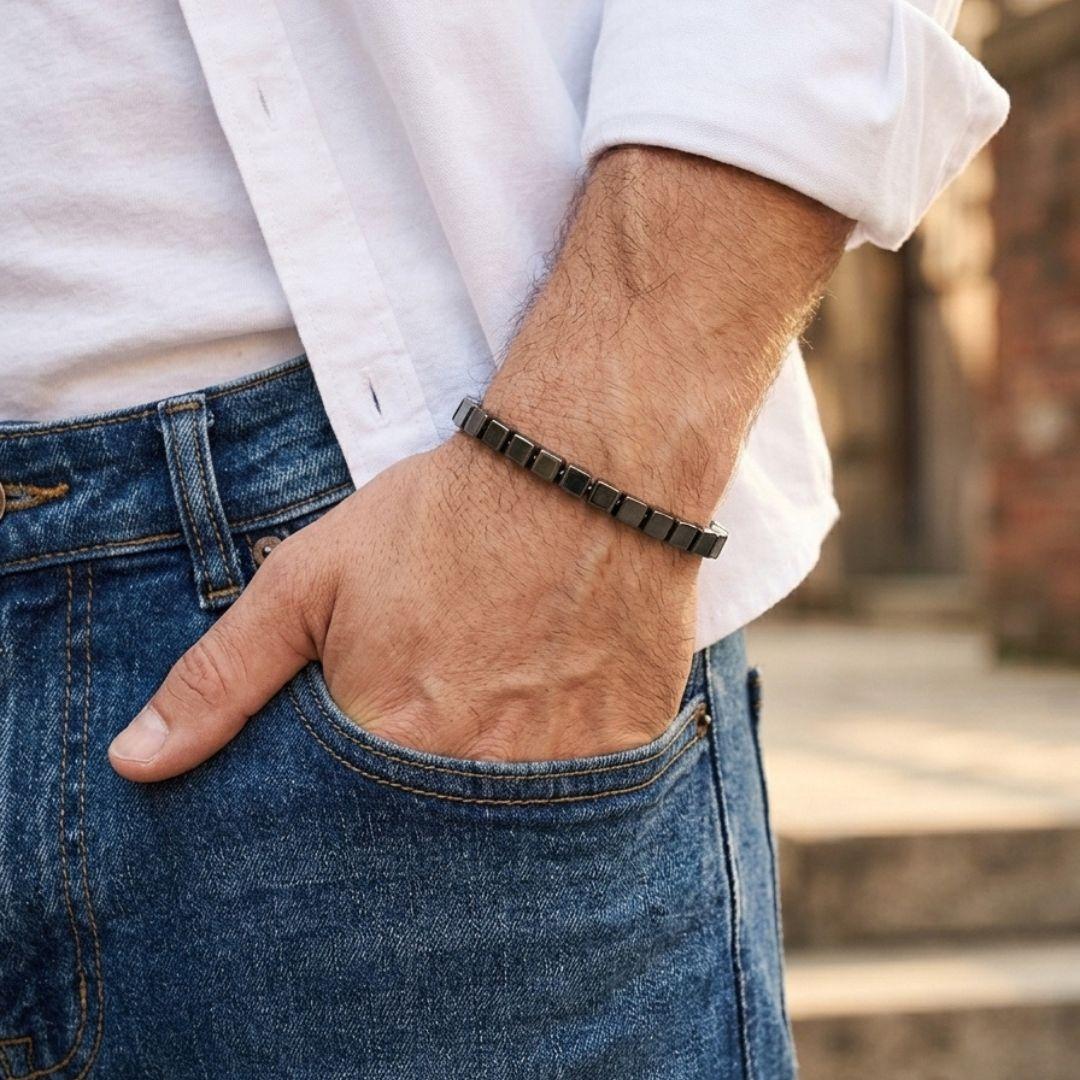 Handcrafted Natural Hematite Bracelet