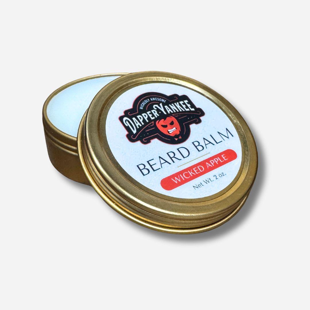 Wicked Apple beard balm in a 2oz tin by Dapper Yankee