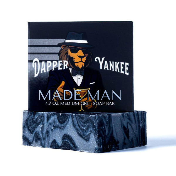 Bergamot-scented Dapper Yankee Made Man bar soap in a classy package