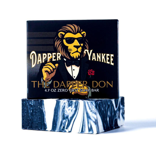 Cologne-scented bar soap in elegant packaging, labeled 'The Dapper Don' by Dapper Yankee