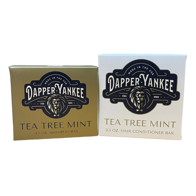 Dapper Yankee Tea Tree Mint shampoo bar and conditioner bar