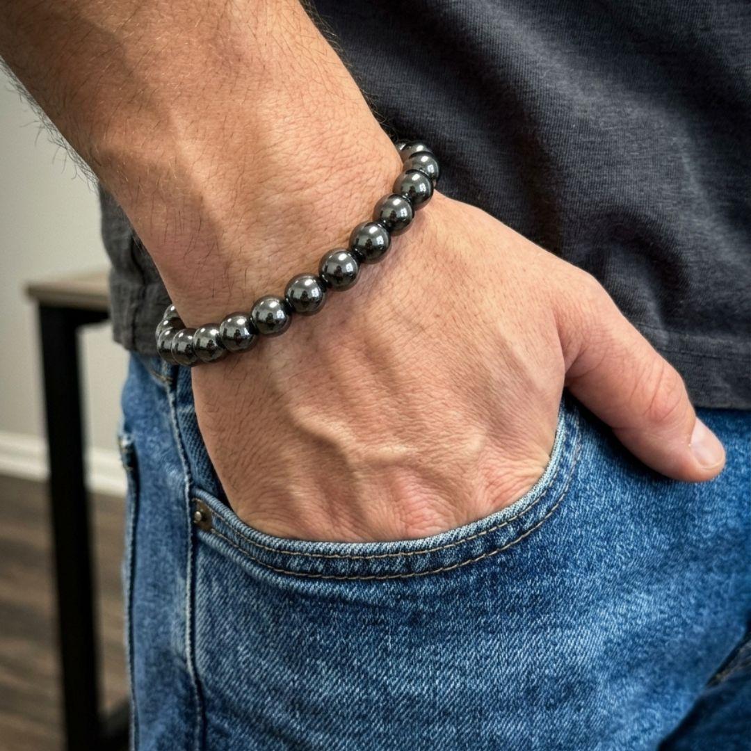 Handcrafted Natural Hematite Bracelet